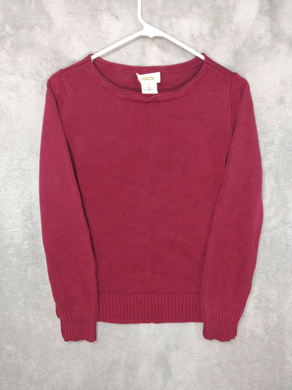 Talbots Sweater Womens Medium Red Silk Knit Round Neck Pullover